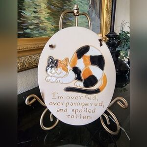 Calico Cat Decorative Plaque!!🐯🪴